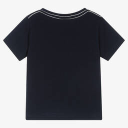 Boboli-Boys Navy Blue Beaver Print T-Shirt | Childrensalon Outlet