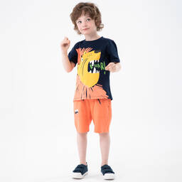 Boboli-Boys Navy Blue Graphic Cotton T-Shirt | Childrensalon Outlet
