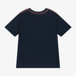 Boboli-Boys Navy Blue Graphic Cotton T-Shirt | Childrensalon Outlet