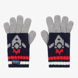 Boboli-Boys Navy Blue & Grey Rocket Gloves | Childrensalon Outlet