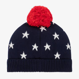 Boboli-Boys Navy Blue Knitted Rocket Bobble Hat | Childrensalon Outlet