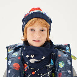 Boboli-Boys Navy Blue Knitted Rocket Bobble Hat | Childrensalon Outlet