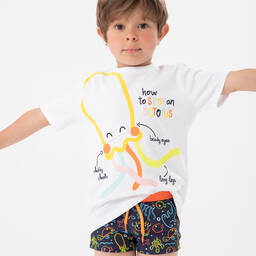 Boboli-Boys Navy Blue Sea Life Swim Shorts | Childrensalon Outlet
