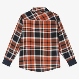 Boboli-Boys Orange & Blue Check Shirt | Childrensalon Outlet