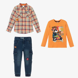 Boboli-Boys Orange & Blue Trouser Set | Childrensalon Outlet