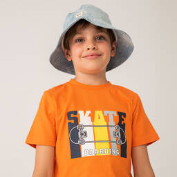Boboli-Boys Orange T-Shirt & Navy Blue Shorts Set | Childrensalon Outlet