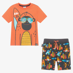 Boboli-Boys Orange Top & Grey Shorts Set | Childrensalon Outlet