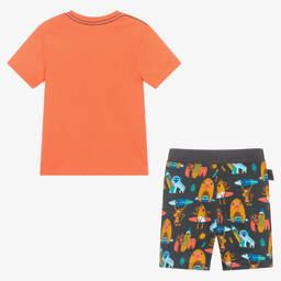 Boboli-Boys Orange Top & Grey Shorts Set | Childrensalon Outlet