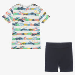 Boboli-Boys Striped Top & Blue Shorts Set | Childrensalon Outlet