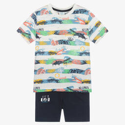 Boboli-Boys Striped Top & Blue Shorts Set | Childrensalon Outlet