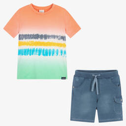 Boboli-Boys Tie-Dye Top & Blue Shorts Set | Childrensalon Outlet
