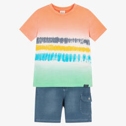Boboli-Boys Tie-Dye Top & Blue Shorts Set | Childrensalon Outlet