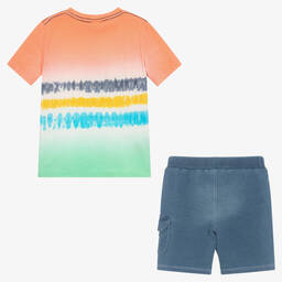 Boboli-Boys Tie-Dye Top & Blue Shorts Set | Childrensalon Outlet