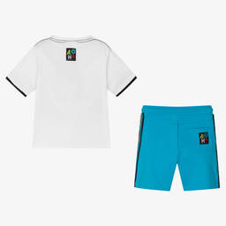 Boboli-Boys White & Blue Cotton Shorts Set | Childrensalon Outlet