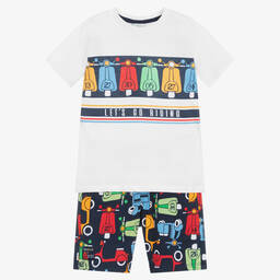 Boboli-Boys White Top & Blue Shorts Set | Childrensalon Outlet