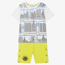Boboli-Boys White Top & Green Shorts Set | Childrensalon Outlet