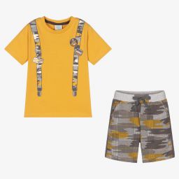 Boboli-Boys Yellow & Grey Shorts Set | Childrensalon Outlet