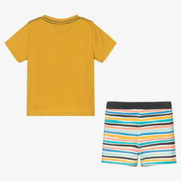 Boboli-Boys Yellow Stripe Cotton Shorts Set | Childrensalon Outlet