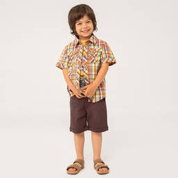 Boboli-Boys Yellow Top & Brown Shorts Set | Childrensalon Outlet