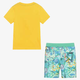 Boboli-Boys Yellow Top & Green Shorts Set | Childrensalon Outlet