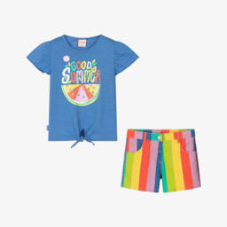 Boboli-طقم شورت مخطط أزرق للبنات | Childrensalon Outlet