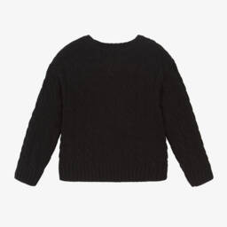 Boboli-Girls Black Bee Cable Knit Jumper | Childrensalon Outlet