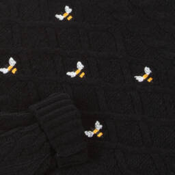 Boboli-Girls Black Bee Cable Knit Jumper | Childrensalon Outlet