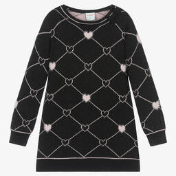 Bobux-فستان بطبعة قلوب قطن محبوك لون أسود | Childrensalon Outlet