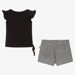 Boboli-طقم شورت قطن جيرسي لون أسود للبنات | Childrensalon Outlet