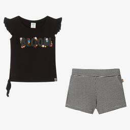 Boboli-طقم شورت قطن جيرسي لون أسود للبنات | Childrensalon Outlet