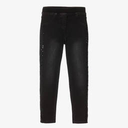 بوبولي-جيغنغز قطن دنيم مزين بترتر لون أسود للبنات | Childrensalon Outlet