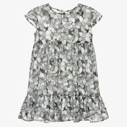 Boboli-Girls Black Floral Chiffon 2-In-1 Dress | Childrensalon Outlet
