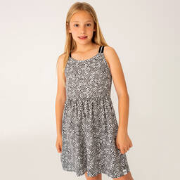 Boboli-Черное хлопковое платье в цветочек | Childrensalon Outlet