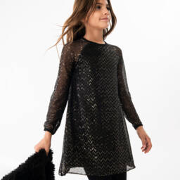 Boboli-Girls Black Sequin Tulle Gown | Childrensalon Outlet