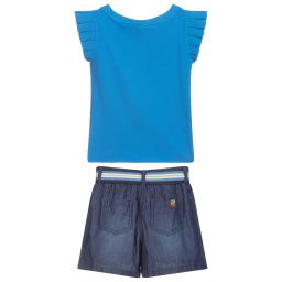 Boboli-تنورة سكورت و توب قطن لون كحلي و أزرق | Childrensalon Outlet