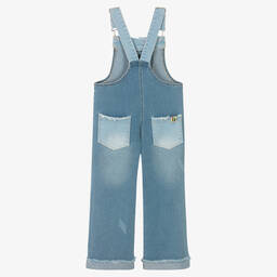 Boboli-Girls Blue Denim Dungarees | Childrensalon Outlet