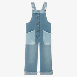Boboli-Girls Blue Denim Dungarees | Childrensalon Outlet