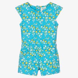 Boboli-Girls Blue Floral Playsuit | Childrensalon Outlet