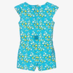 Boboli-Girls Blue Floral Playsuit | Childrensalon Outlet