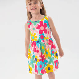 Boboli-Яркое хлопковое платье для девочек с цветочным принтом | Childrensalon Outlet
