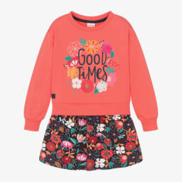 Boboli-Girls Coral Floral Jersey Dress | Childrensalon Outlet