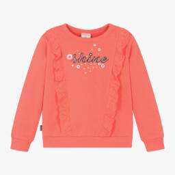 Boboli-Girls Coral Ruffle Sweatshirt | Childrensalon Outlet