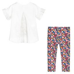 Boboli-ليغنغز و توب قطن جيرسي لون عاجي و كحلي | Childrensalon Outlet