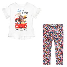 Boboli-ليغنغز و توب قطن جيرسي لون عاجي و كحلي | Childrensalon Outlet