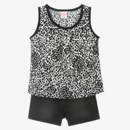 Boboli-Girls Elegant Black Shorts Ensemble | Childrensalon Outlet