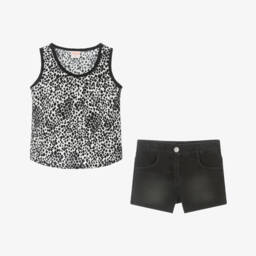 Boboli-Girls Elegant Black Shorts Ensemble | Childrensalon Outlet
