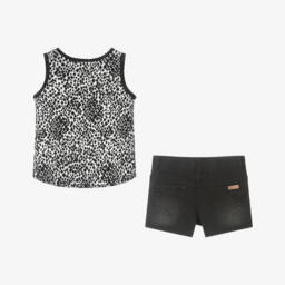 Boboli-Girls Elegant Black Shorts Ensemble | Childrensalon Outlet
