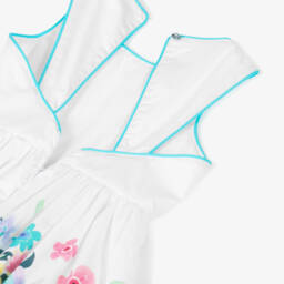 Boboli-فستان أبيض أنيق مزين بالزهور للبنات | Childrensalon Outlet