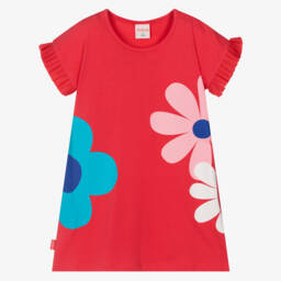 Boboli-فستان قطني وردي مزهر للبنات | Childrensalon Outlet