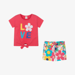 Boboli-Наряд из розового хлопка с цветочным узором для девочек | Childrensalon Outlet